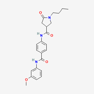 molecular formula C23H27N3O4 B11165742 1-butyl-N-{4-[(3-methoxyphenyl)carbamoyl]phenyl}-5-oxopyrrolidine-3-carboxamide 