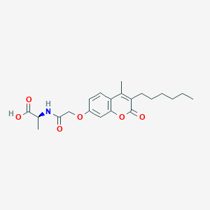 molecular formula C21H27NO6 B11165745 N-{[(3-hexyl-4-methyl-2-oxo-2H-chromen-7-yl)oxy]acetyl}-L-alanine 