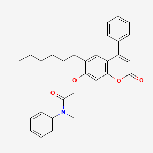 molecular formula C30H31NO4 B11165762 2-[(6-hexyl-2-oxo-4-phenyl-2H-chromen-7-yl)oxy]-N-methyl-N-phenylacetamide 