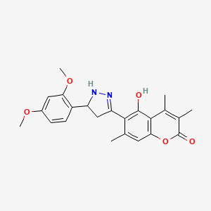 6-[5-(2,4-dimethoxyphenyl)-4,5-dihydro-1H-pyrazol-3-yl]-5-hydroxy-3,4,7-trimethyl-2H-chromen-2-one