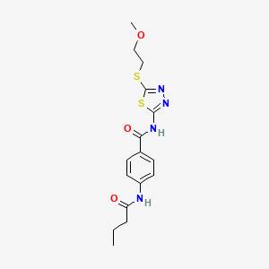 molecular formula C16H20N4O3S2 B11165801 4-(butanoylamino)-N-{5-[(2-methoxyethyl)sulfanyl]-1,3,4-thiadiazol-2-yl}benzamide 