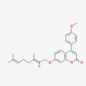 7-{[(2E)-3,7-dimethyl-2,6-octadien-1-yl]oxy}-4-(4-methoxyphenyl)-2H-chromen-2-one