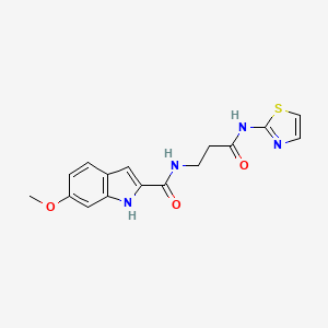 molecular formula C16H16N4O3S B11165901 6-methoxy-N-[3-oxo-3-(1,3-thiazol-2-ylamino)propyl]-1H-indole-2-carboxamide 