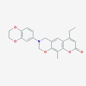 3-(2,3-dihydro-1,4-benzodioxin-6-yl)-6-ethyl-10-methyl-3,4-dihydro-2H,8H-chromeno[6,7-e][1,3]oxazin-8-one