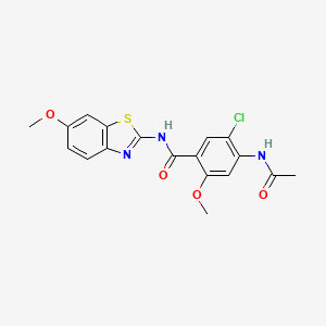 4-(acetylamino)-5-chloro-2-methoxy-N-(6-methoxy-1,3-benzothiazol-2-yl)benzamide