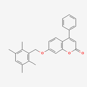 molecular formula C26H24O3 B11165979 4-phenyl-7-[(2,3,5,6-tetramethylbenzyl)oxy]-2H-chromen-2-one 