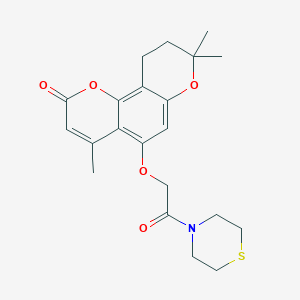 4,8,8-trimethyl-5-[2-oxo-2-(thiomorpholin-4-yl)ethoxy]-9,10-dihydro-2H,8H-pyrano[2,3-f]chromen-2-one