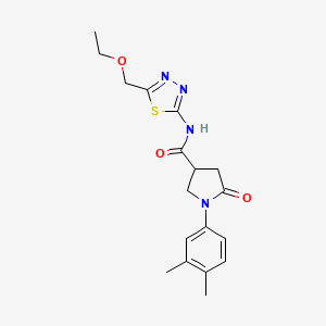 molecular formula C18H22N4O3S B11166049 1-(3,4-dimethylphenyl)-N-[5-(ethoxymethyl)-1,3,4-thiadiazol-2-yl]-5-oxopyrrolidine-3-carboxamide 