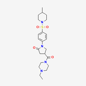 molecular formula C23H34N4O4S B11166060 4-[(4-Ethylpiperazin-1-yl)carbonyl]-1-{4-[(4-methylpiperidin-1-yl)sulfonyl]phenyl}pyrrolidin-2-one 