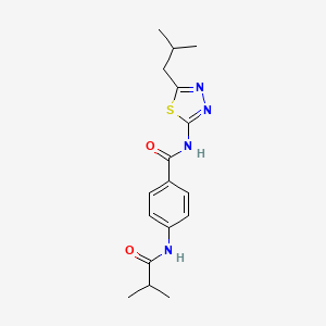 molecular formula C17H22N4O2S B11166101 4-[(2-methylpropanoyl)amino]-N-[5-(2-methylpropyl)-1,3,4-thiadiazol-2-yl]benzamide 