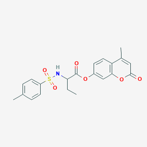 molecular formula C21H21NO6S B11166106 4-methyl-2-oxo-2H-chromen-7-yl 2-{[(4-methylphenyl)sulfonyl]amino}butanoate 