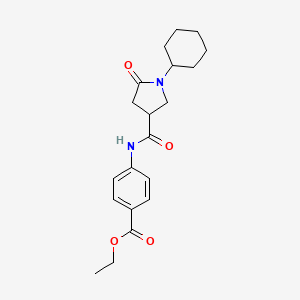 Ethyl 4-{[(1-cyclohexyl-5-oxopyrrolidin-3-yl)carbonyl]amino}benzoate