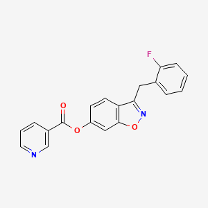 molecular formula C20H13FN2O3 B11166178 3-(2-Fluorobenzyl)-1,2-benzisoxazol-6-yl nicotinate 