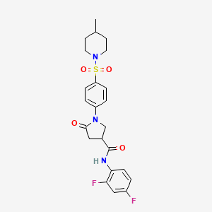 molecular formula C23H25F2N3O4S B11166205 N-(2,4-difluorophenyl)-1-{4-[(4-methylpiperidin-1-yl)sulfonyl]phenyl}-5-oxopyrrolidine-3-carboxamide 