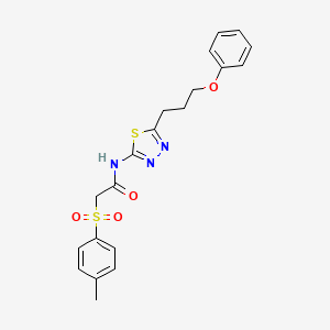 molecular formula C20H21N3O4S2 B11166209 2-[(4-methylphenyl)sulfonyl]-N-[5-(3-phenoxypropyl)-1,3,4-thiadiazol-2-yl]acetamide 