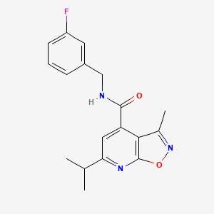 molecular formula C18H18FN3O2 B11166217 N-(3-fluorobenzyl)-6-isopropyl-3-methylisoxazolo[5,4-b]pyridine-4-carboxamide 