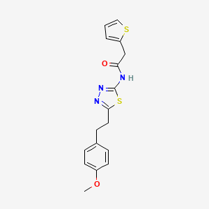 molecular formula C17H17N3O2S2 B11166254 N-{5-[2-(4-methoxyphenyl)ethyl]-1,3,4-thiadiazol-2-yl}-2-(thiophen-2-yl)acetamide 