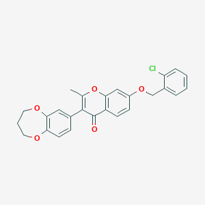 molecular formula C26H21ClO5 B11166255 7-[(2-chlorobenzyl)oxy]-3-(3,4-dihydro-2H-1,5-benzodioxepin-7-yl)-2-methyl-4H-chromen-4-one 