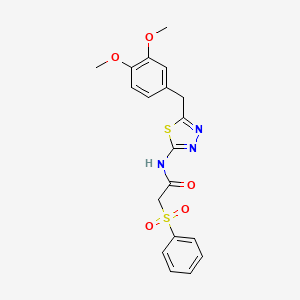 molecular formula C19H19N3O5S2 B11166302 2-Benzenesulfonyl-N-[5-(3,4-dimethoxy-benzyl)-[1,3,4]thiadiazol-2-yl]-acetamide 