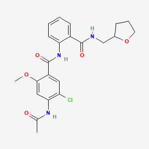 molecular formula C22H24ClN3O5 B11166312 4-(acetylamino)-5-chloro-2-methoxy-N-{2-[(tetrahydrofuran-2-ylmethyl)carbamoyl]phenyl}benzamide 