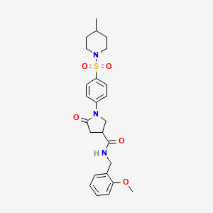 N-(2-methoxybenzyl)-1-{4-[(4-methylpiperidin-1-yl)sulfonyl]phenyl}-5-oxopyrrolidine-3-carboxamide