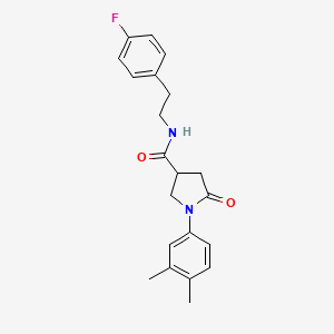 molecular formula C21H23FN2O2 B11166325 1-(3,4-dimethylphenyl)-N-[2-(4-fluorophenyl)ethyl]-5-oxopyrrolidine-3-carboxamide 