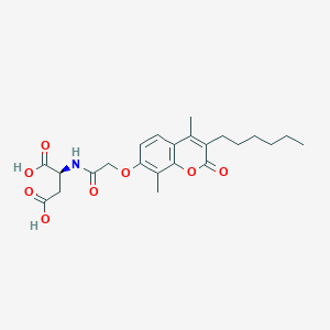 N-{[(3-hexyl-4,8-dimethyl-2-oxo-2H-chromen-7-yl)oxy]acetyl}-L-aspartic acid