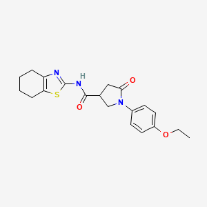 molecular formula C20H23N3O3S B11166350 1-(4-ethoxyphenyl)-5-oxo-N-(4,5,6,7-tetrahydro-1,3-benzothiazol-2-yl)pyrrolidine-3-carboxamide 