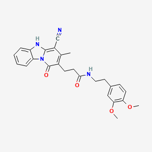 3-(4-cyano-3-methyl-1-oxo-1,5-dihydropyrido[1,2-a]benzimidazol-2-yl)-N-[2-(3,4-dimethoxyphenyl)ethyl]propanamide