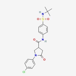 molecular formula C21H24ClN3O4S B11166398 N-[4-(tert-butylsulfamoyl)phenyl]-1-(4-chlorophenyl)-5-oxopyrrolidine-3-carboxamide 