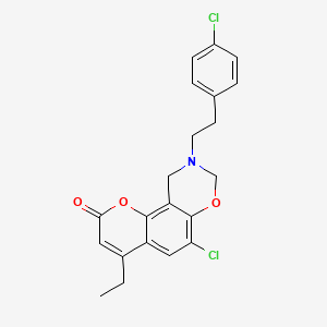 6-chloro-9-[2-(4-chlorophenyl)ethyl]-4-ethyl-9,10-dihydro-2H,8H-chromeno[8,7-e][1,3]oxazin-2-one