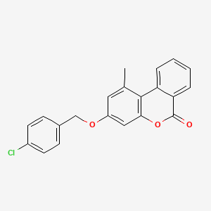 molecular formula C21H15ClO3 B11166512 3-[(4-chlorobenzyl)oxy]-1-methyl-6H-benzo[c]chromen-6-one 