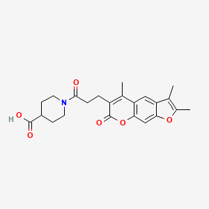 1-[3-(2,3,5-trimethyl-7-oxo-7H-furo[3,2-g]chromen-6-yl)propanoyl]-4-piperidinecarboxylic acid