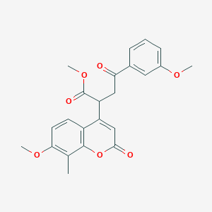 methyl 2-(7-methoxy-8-methyl-2-oxo-2H-chromen-4-yl)-4-(3-methoxyphenyl)-4-oxobutanoate