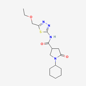 1-cyclohexyl-N-[5-(ethoxymethyl)-1,3,4-thiadiazol-2-yl]-5-oxopyrrolidine-3-carboxamide