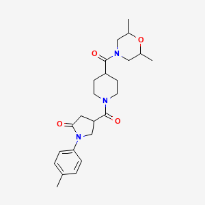 molecular formula C24H33N3O4 B11166682 4-({4-[(2,6-Dimethylmorpholin-4-yl)carbonyl]piperidin-1-yl}carbonyl)-1-(4-methylphenyl)pyrrolidin-2-one 