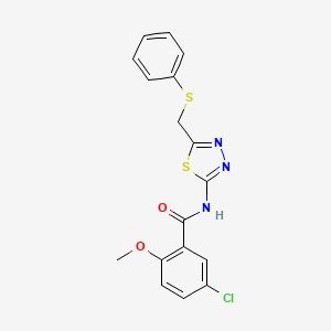 molecular formula C17H14ClN3O2S2 B11166720 5-chloro-2-methoxy-N-{5-[(phenylsulfanyl)methyl]-1,3,4-thiadiazol-2-yl}benzamide 