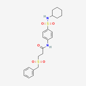 3-(benzylsulfonyl)-N-[4-(cyclohexylsulfamoyl)phenyl]propanamide