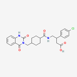 3-(4-chlorophenyl)-4-[({trans-4-[(2,4-dioxo-1,4-dihydroquinazolin-3(2H)-yl)methyl]cyclohexyl}carbonyl)amino]butanoic acid