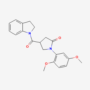 molecular formula C21H22N2O4 B11166865 4-(2,3-dihydro-1H-indol-1-ylcarbonyl)-1-(2,5-dimethoxyphenyl)pyrrolidin-2-one 