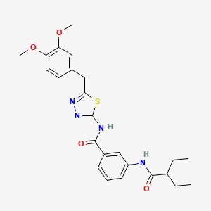 molecular formula C24H28N4O4S B11167018 N-[5-(3,4-dimethoxybenzyl)-1,3,4-thiadiazol-2-yl]-3-[(2-ethylbutanoyl)amino]benzamide 