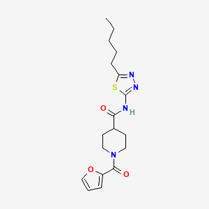 molecular formula C18H24N4O3S B11167044 1-(furan-2-ylcarbonyl)-N-(5-pentyl-1,3,4-thiadiazol-2-yl)piperidine-4-carboxamide 