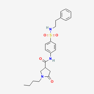 1-butyl-5-oxo-N-{4-[(2-phenylethyl)sulfamoyl]phenyl}pyrrolidine-3-carboxamide