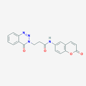 molecular formula C19H14N4O4 B11167079 3-(4-oxo-1,2,3-benzotriazin-3(4H)-yl)-N-(2-oxo-2H-chromen-6-yl)propanamide 