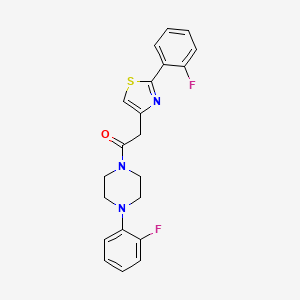 molecular formula C21H19F2N3OS B11167089 1-[4-(2-Fluorophenyl)piperazin-1-yl]-2-[2-(2-fluorophenyl)-1,3-thiazol-4-yl]ethanone 