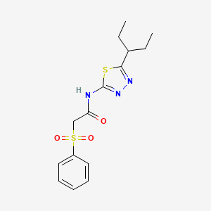 molecular formula C15H19N3O3S2 B11167146 2-Benzenesulfonyl-N-[5-(1-ethyl-propyl)-[1,3,4]thiadiazol-2-yl]-acetamide 