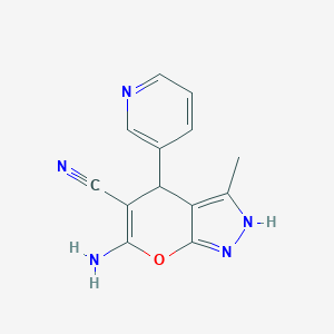 molecular formula C13H11N5O B111672 6-Amino-3-methyl-4-(3-pyridinyl)-1,4-dihydropyrano[2,3-c]pyrazole-5-carbonitrile CAS No. 132813-99-1