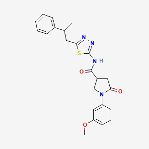 1-(3-methoxyphenyl)-5-oxo-N-[5-(2-phenylpropyl)-1,3,4-thiadiazol-2-yl]pyrrolidine-3-carboxamide