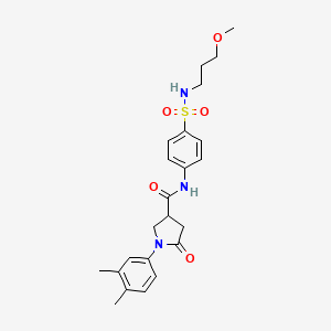 molecular formula C23H29N3O5S B11167208 1-(3,4-dimethylphenyl)-N-{4-[(3-methoxypropyl)sulfamoyl]phenyl}-5-oxopyrrolidine-3-carboxamide 