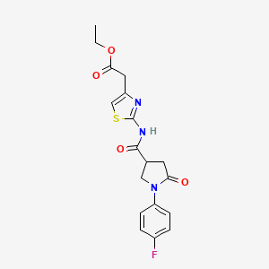 molecular formula C18H18FN3O4S B11167253 Ethyl [2-({[1-(4-fluorophenyl)-5-oxopyrrolidin-3-yl]carbonyl}amino)-1,3-thiazol-4-yl]acetate 